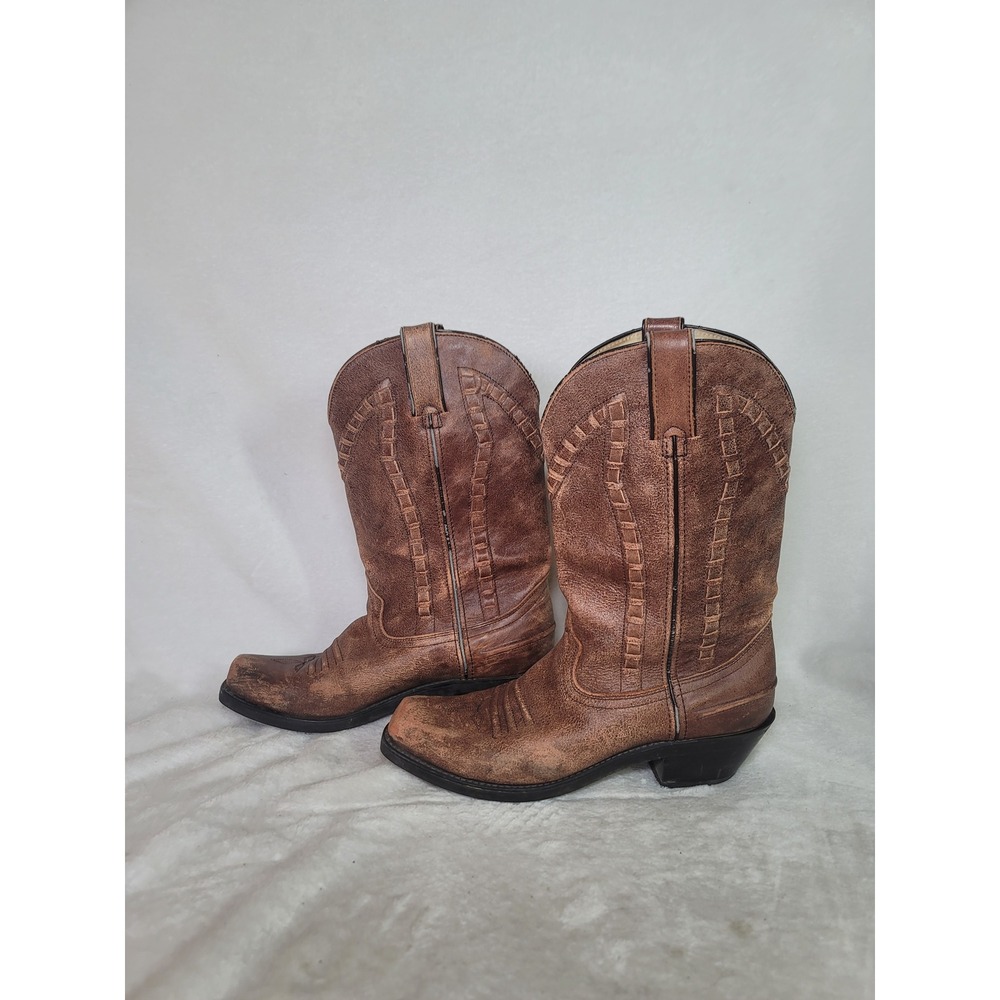 Durango Mens Brown Leather Western Cowboy Boots Distressed Size 8.5 M Farmer
